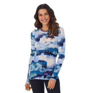 Cuddl Duds Softwear with Stretch Long-Sleeve Crewneck Top in a blue  Size XS